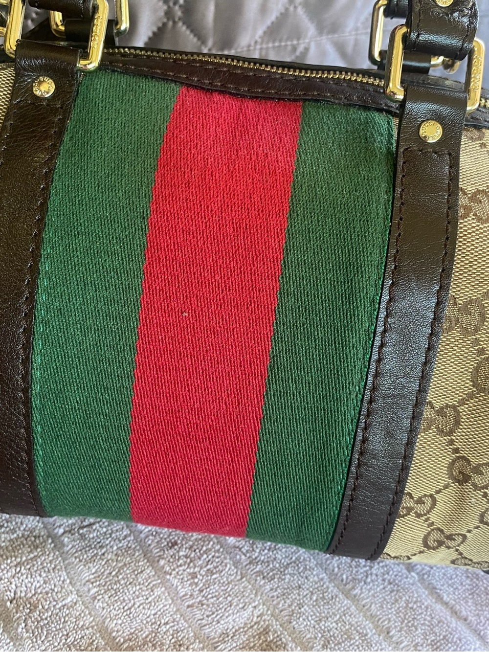 Gucci Vintage Web Boston Bag GG Canvas Crossbody Brown - Picture 2 of 11